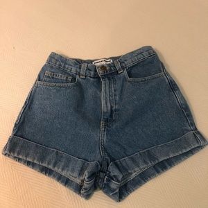 american apparel high wasted jean shorts